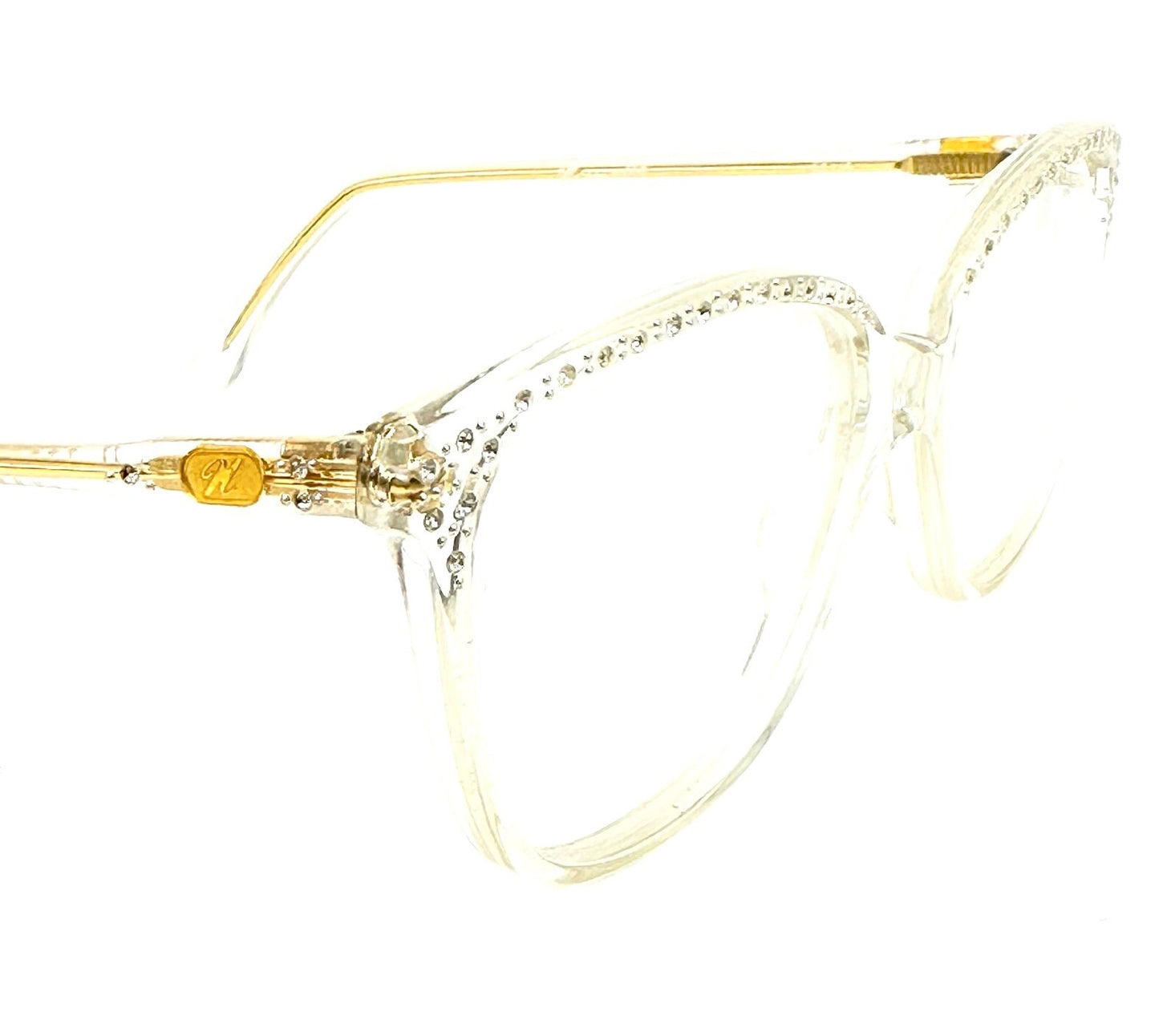 Nouvelle 14 crystal clear frames w rhinestones browline , NOS 80s Italy