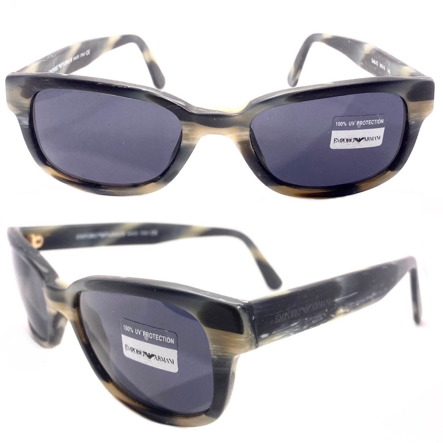 Emporio Armani 548S matt marble rectangular sunglasses, 1990s NOS Italy
