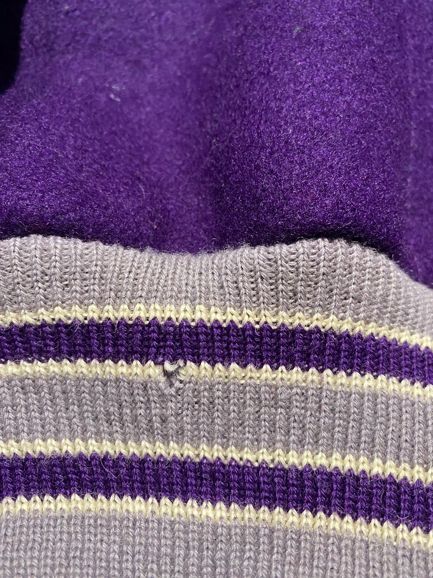 Western St. Racing Ass. Purple wool Varsity Jacket w embroidered details, XL