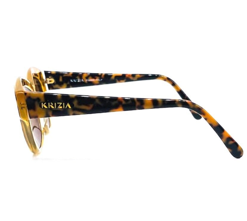Krizia K34 wonderful thick tortoise cateye sunglasses hand crafted in Italy, 80s NOS