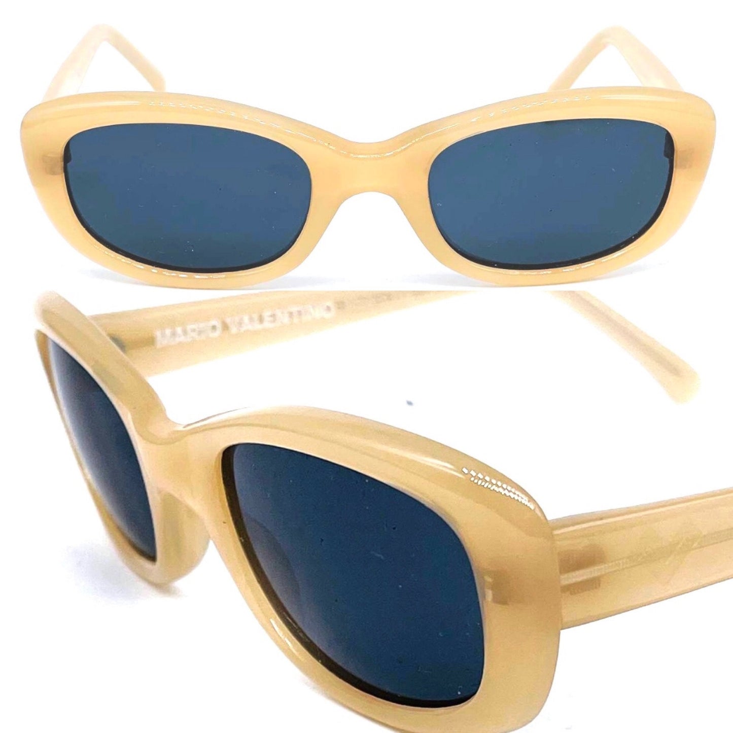 Mario Valentino 502 beige oval cateye sunglasses made in Italy, 80s NOS