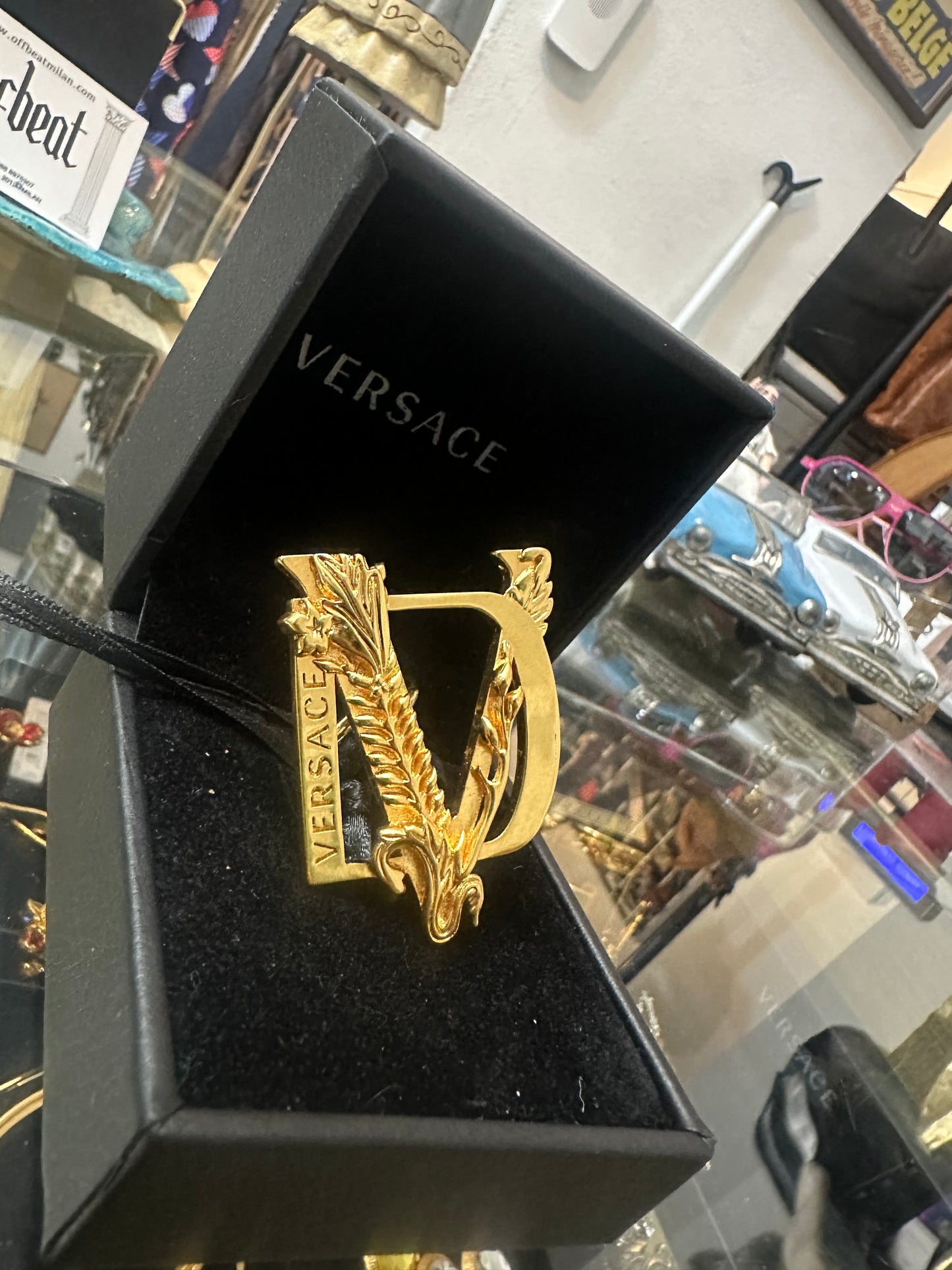 Versace Donatella Virtus big golden baroque ring sz 13 BNWT