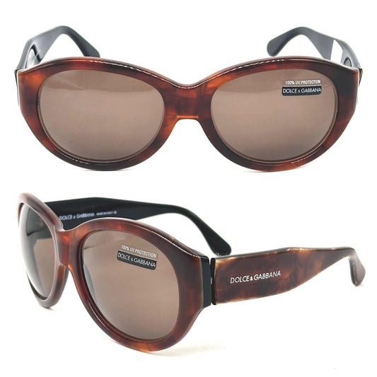 Dolce & Gabbana 511s brown marble oval fly sunglasses brown lenses 90s NoS