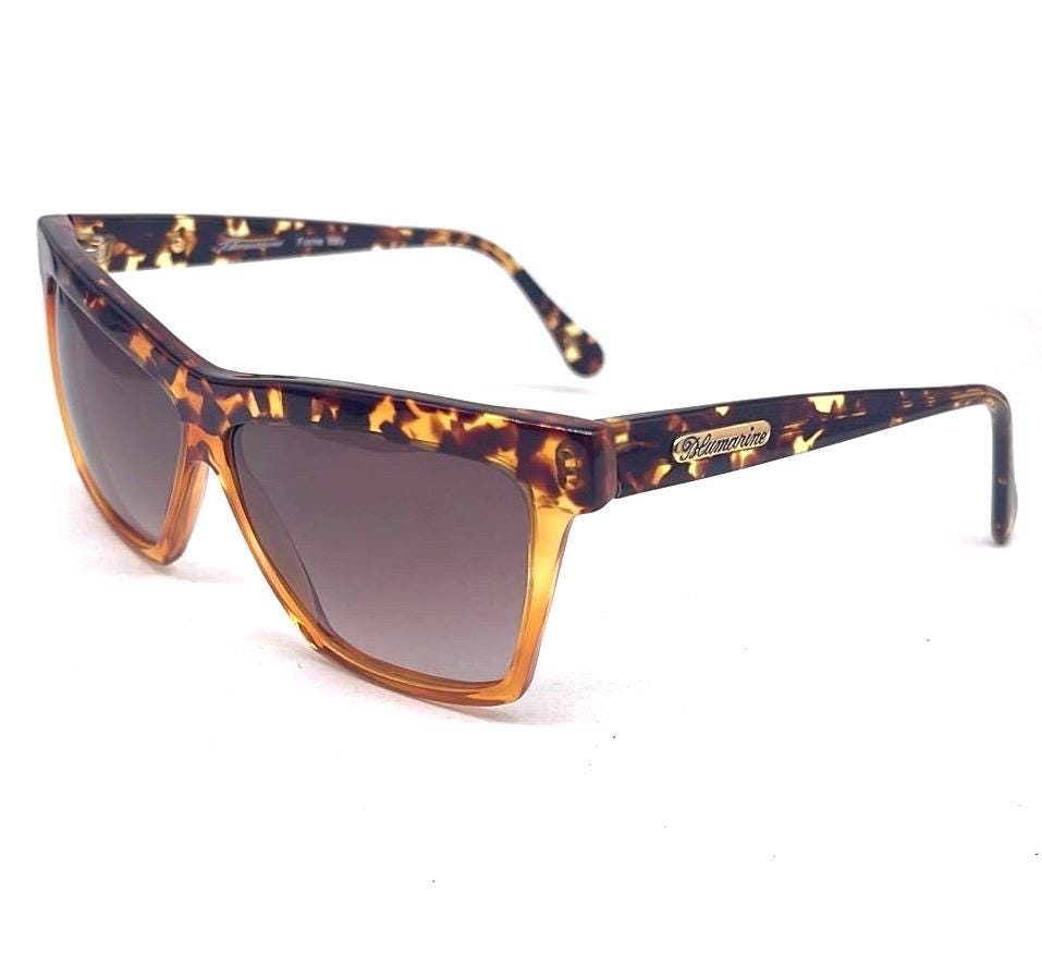 Bluemarine bicolor tortoise-cola cateye oversize sunglasses hand made Italy 90s NOS