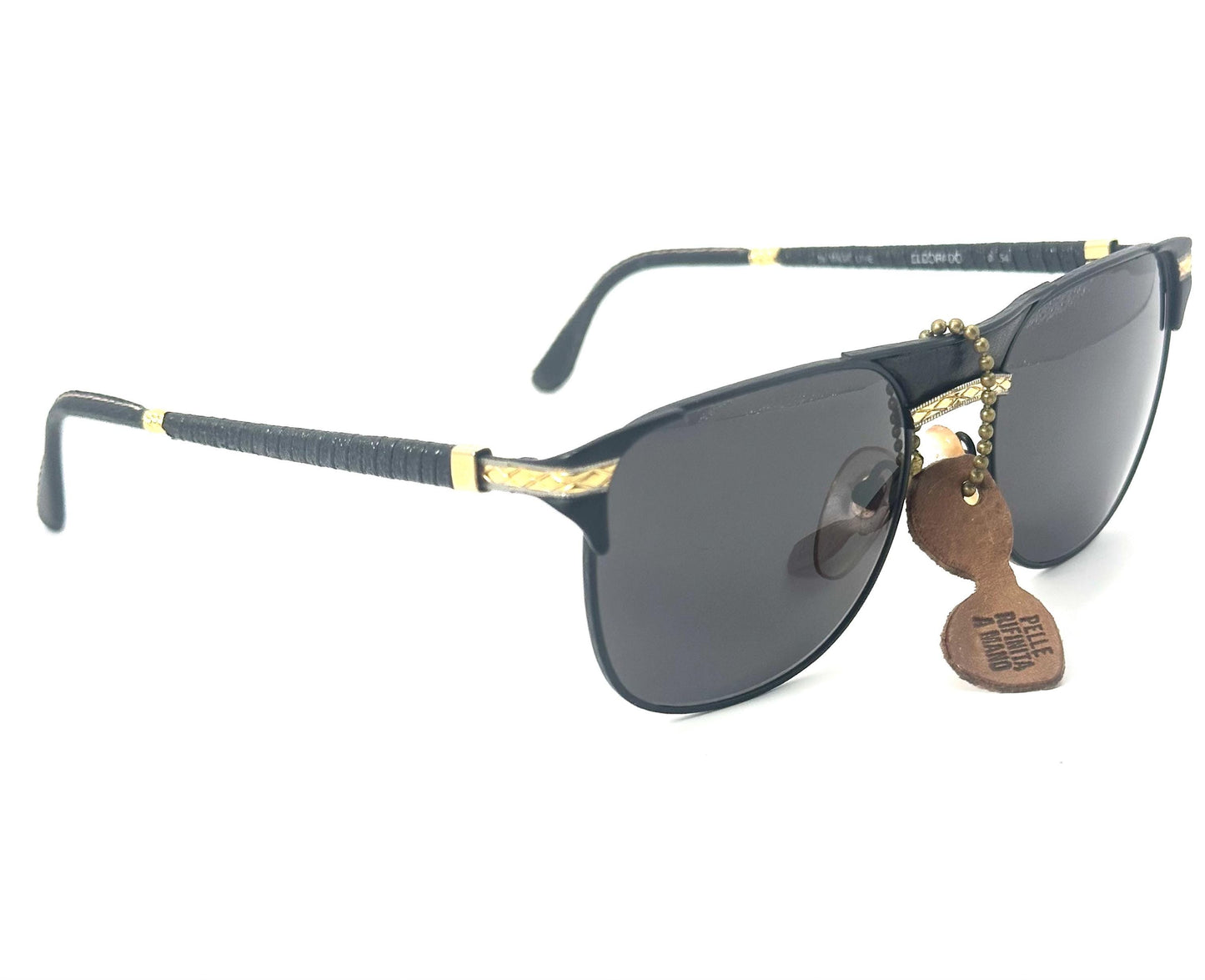 Winchester ElDorado black-gold leather coated sunglasses hand made in Italy, NOS 90s