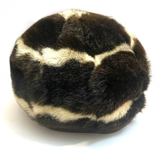 Wakö 1960s brown/white striped faux fur ladies hat hand made in France, mint