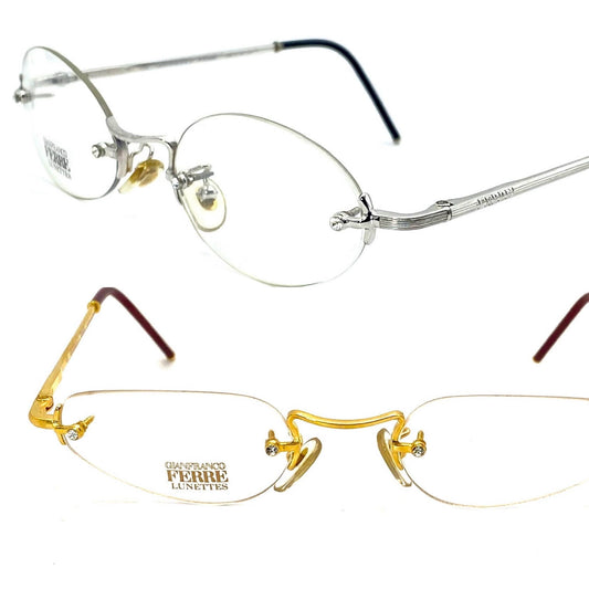 Gianfranco Ferré GFF rimless frames w Swarovski screw heads- pins, stunning and perfect 90s New Old Stock