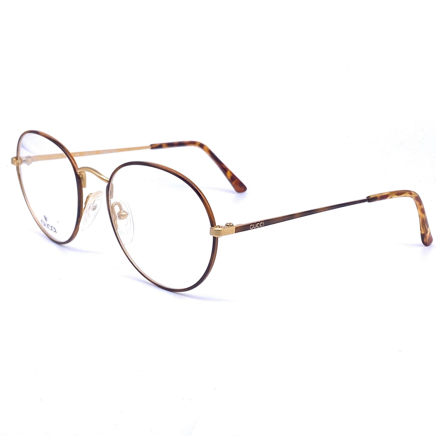 Gucci GG 2245 round golden metal frames coming in full gold or tortoise/gold colors, NOS 90s