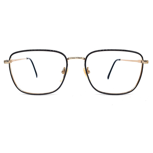 Ralph Lauren Classic XV retro geeky square golden and black eyeglasses frames, 90s NOS