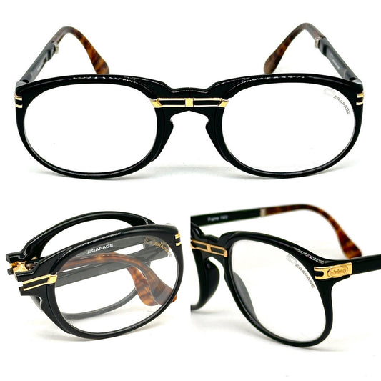 Dérapage black folding aviator eyeglasses frames hand made in Italy, NOS 80s Mint