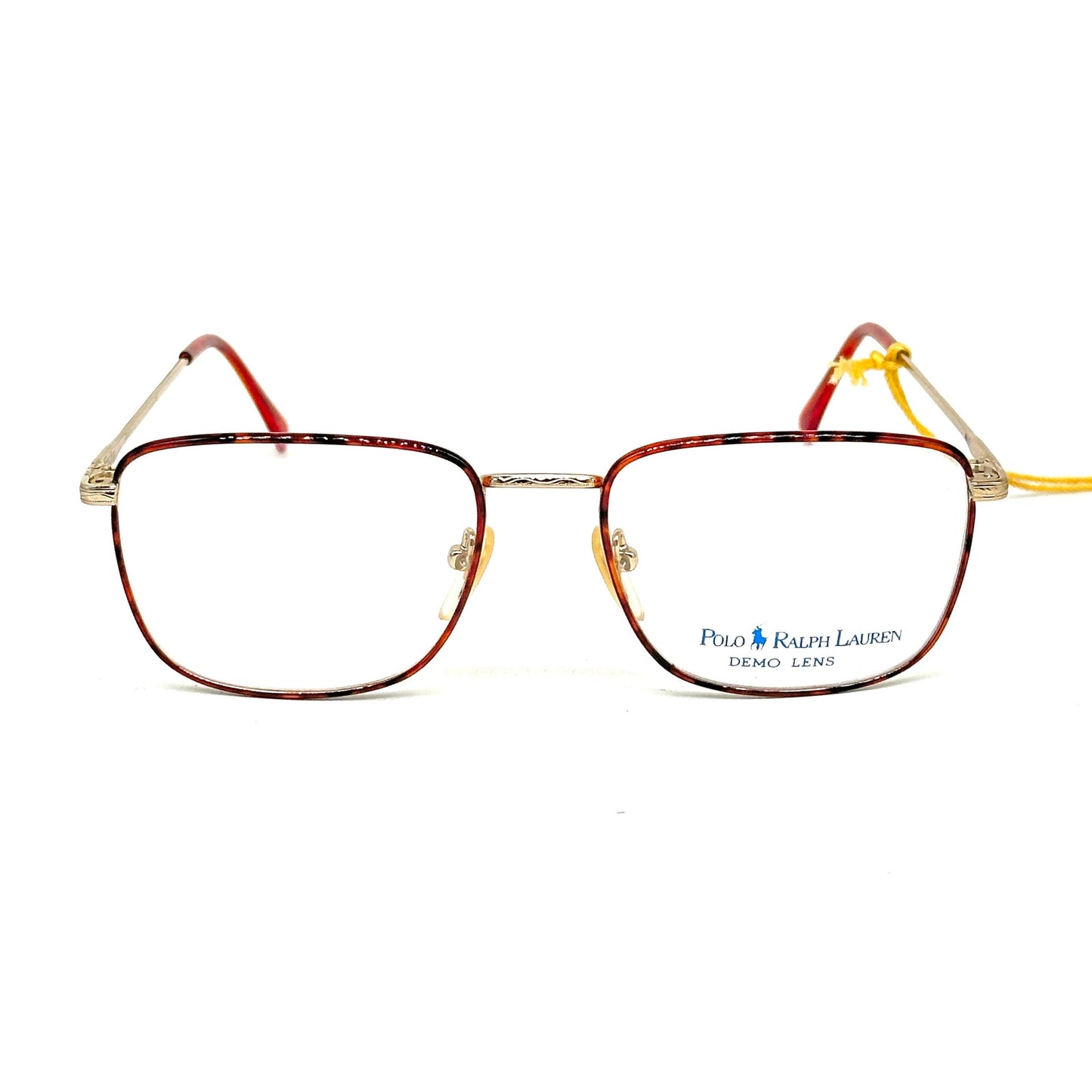 Ralph Lauren Classic XV square golden metal frames w tortoise coated rims, NOS 80s Mint