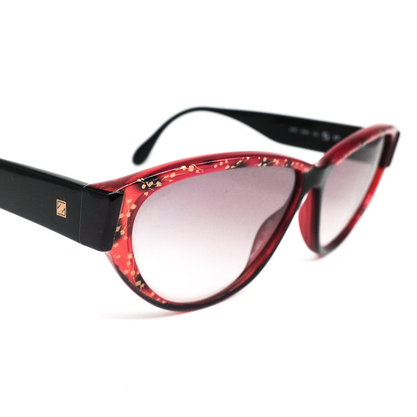 Carl Zeiss red and black cateye sunglasses w zeiss degrade lenses, NOS 1990s Germany