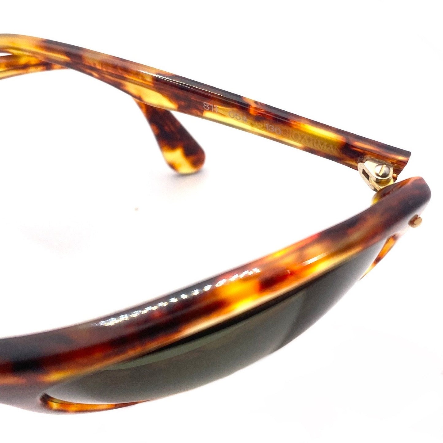 Emporio Armani 811 tortoise wrap sunglasses w tempered crystal lenses, NoS 80s Italy