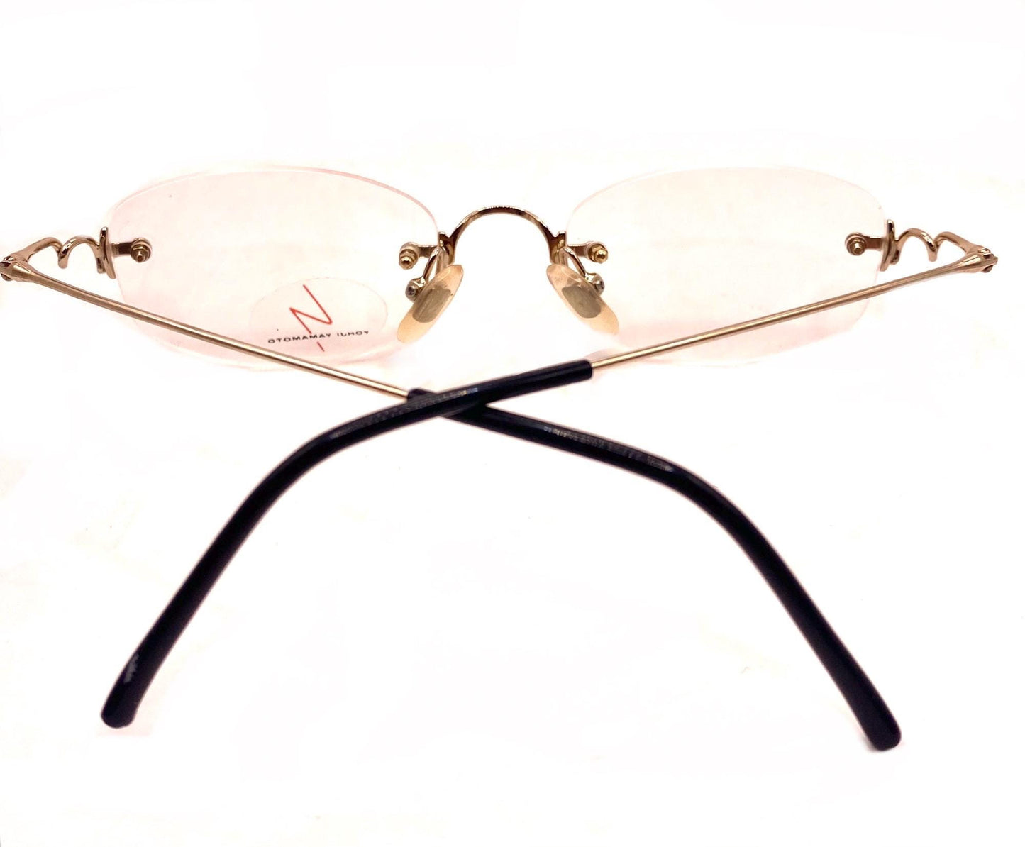 Yohji yamamoto 51-8102 avant garde gold plated rimless glasses frames made in Japan, 90s NOS mint