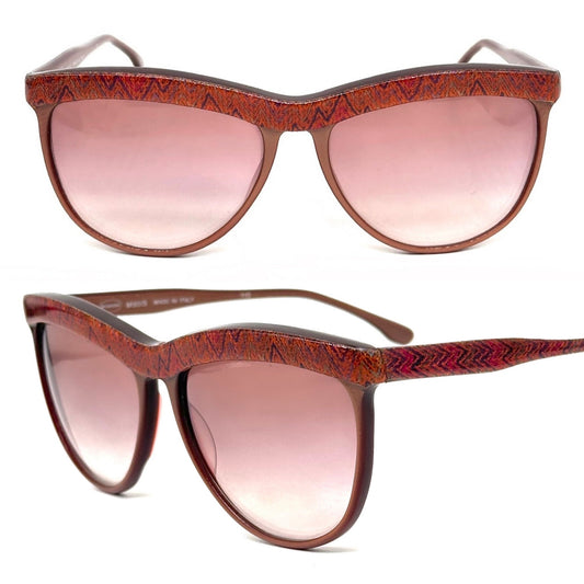 Missoni cateye sunglasses w real knit browline insert, NOS hand made in Italy in the 80s