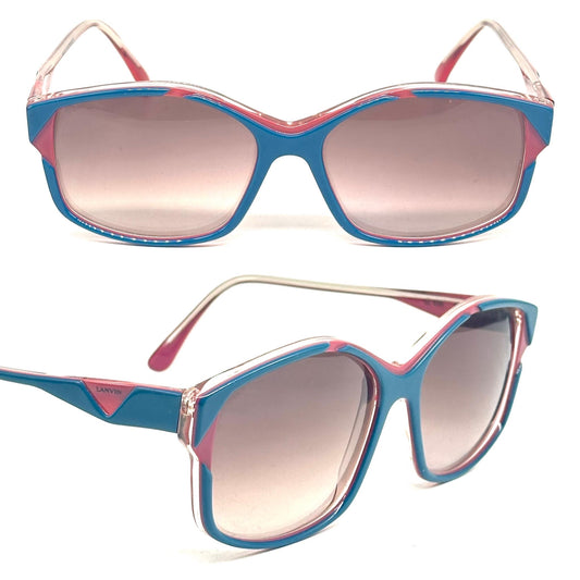 Lanvin Paris SL 606 B58 cobalt blue and purple futuristic design sunglasses vintage from 80s Made in France