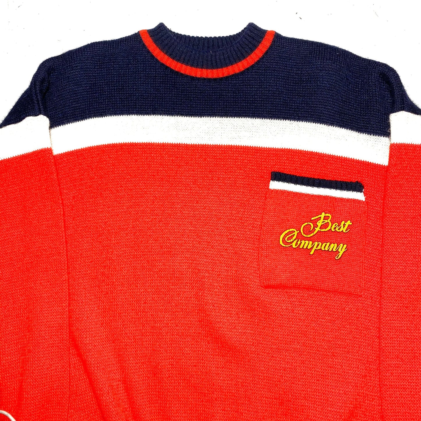 Best Company 80s preppy red/blue/white striped pure new wool sweater, great condition.