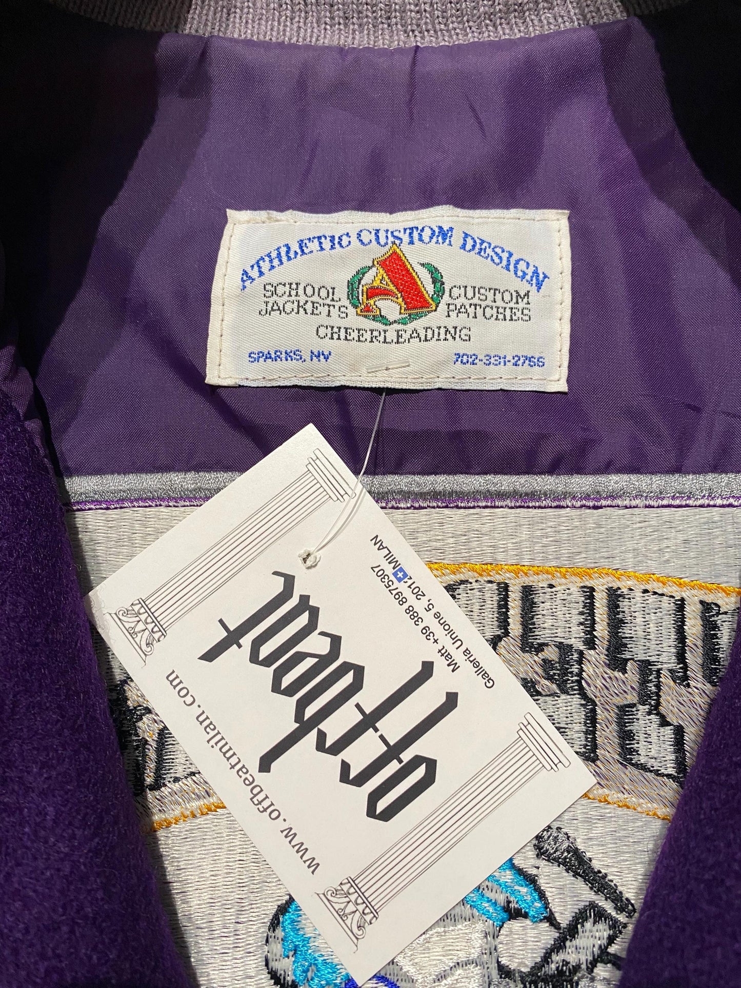 Western St. Racing Ass. Purple wool Varsity Jacket w embroidered details, XL