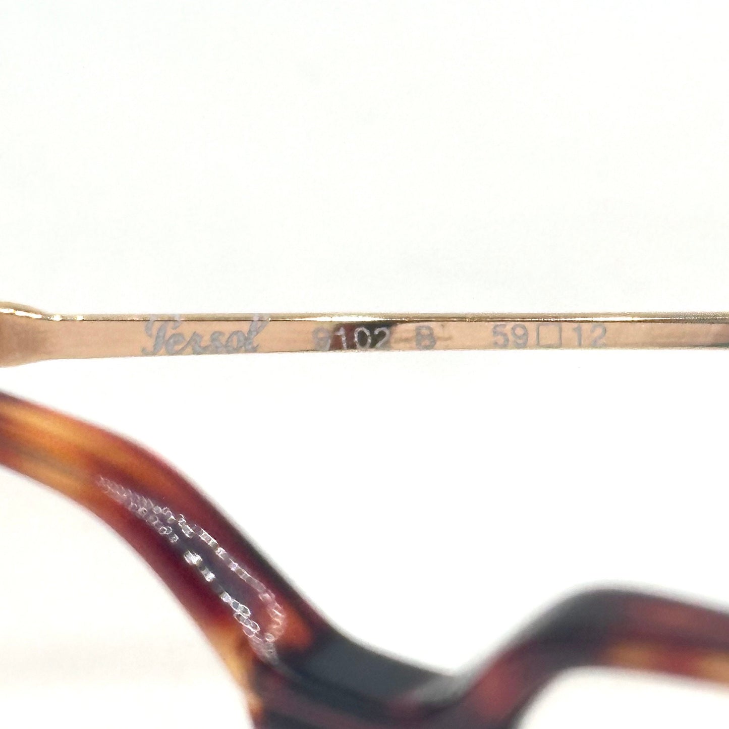 Persol Ratti 9102-B square tortoise eyeglasses w golden temples, NoS 80s Italy