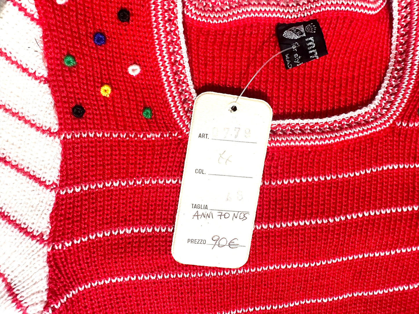 MmaBéne 1970s preppy red/white striped wool knit short sleeved ladies jumper, BNWT
