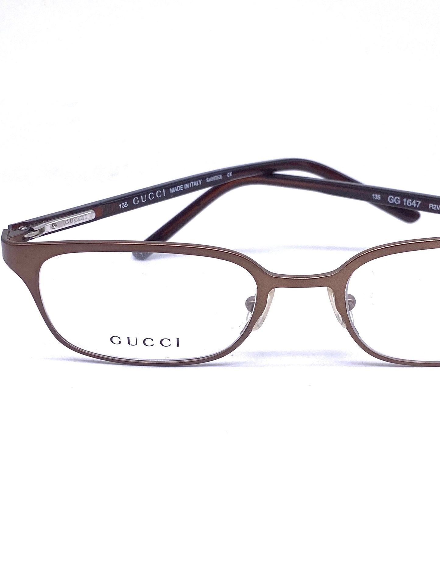 Gucci GG1647 satin copper rectangular minimalist frames made in Italy, 90s NoS