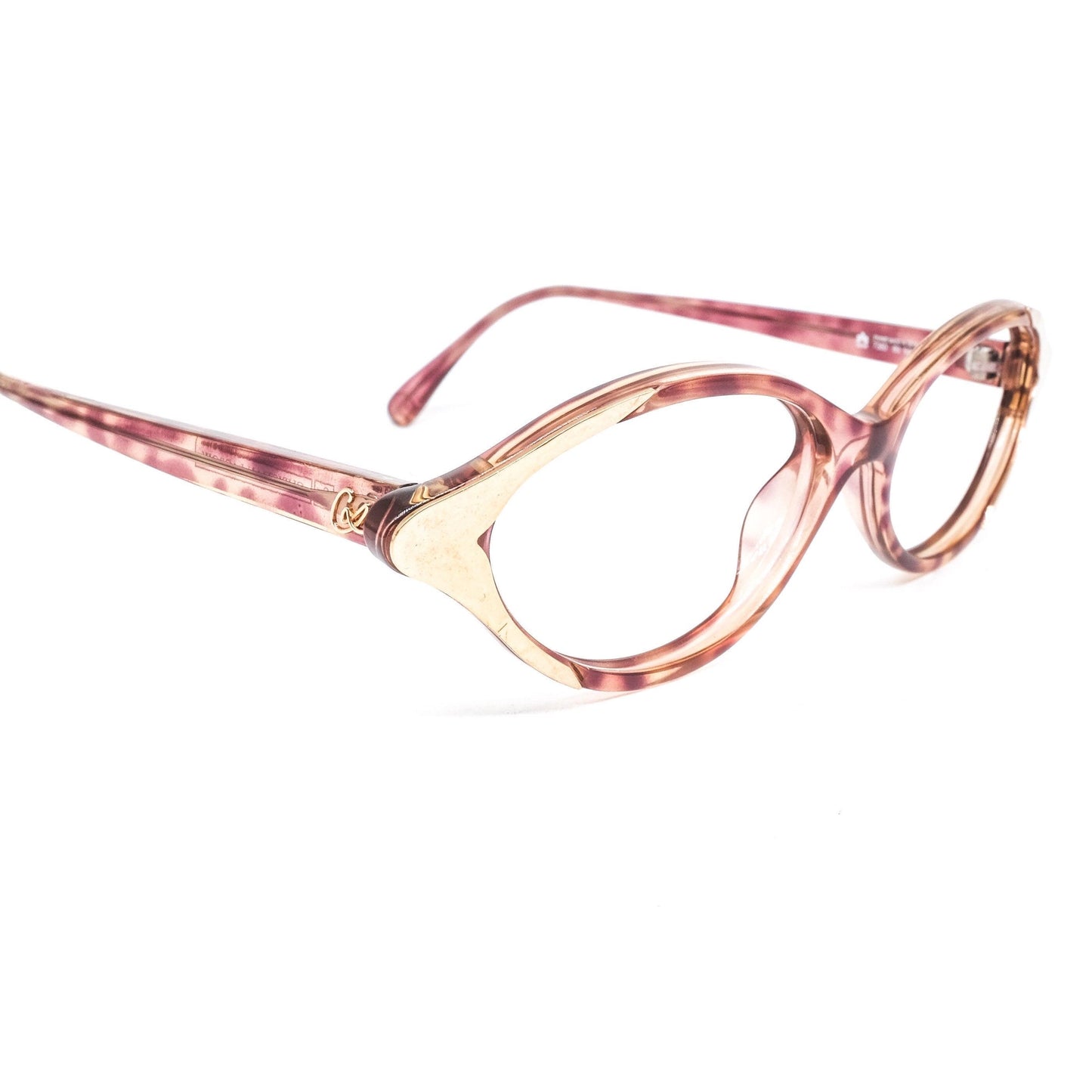 Christian Lacroix cute pink tortoise oval ladies frames w golden accents, NOS 80s