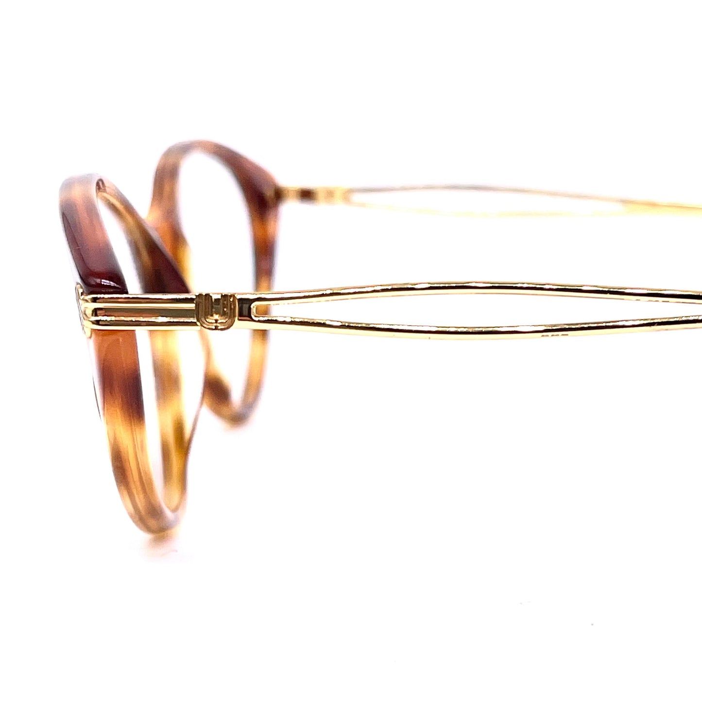 Persol Ungaro U582 tortoise cateye eyeglasses with golden metal temples/ hinges, made in Italy, 80s NOS