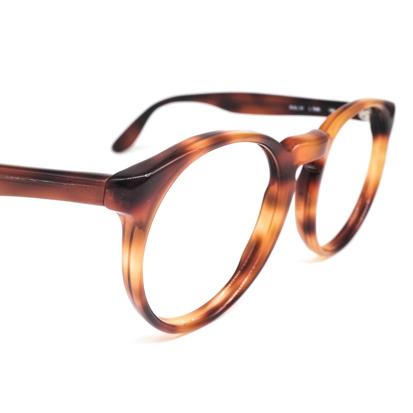 Bausch and Lomb B&L vintage brown tortoise acetate round pantos style eyeglasses frames with keyhole bridge, 1980s NOS USA