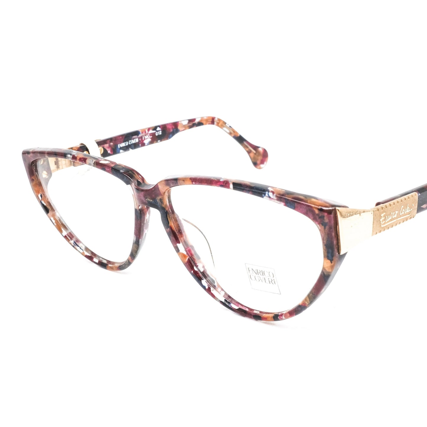 Enrico Coveri 102 310 multicolour cello cateye eyeglasses frames, 1990s NOS Italy