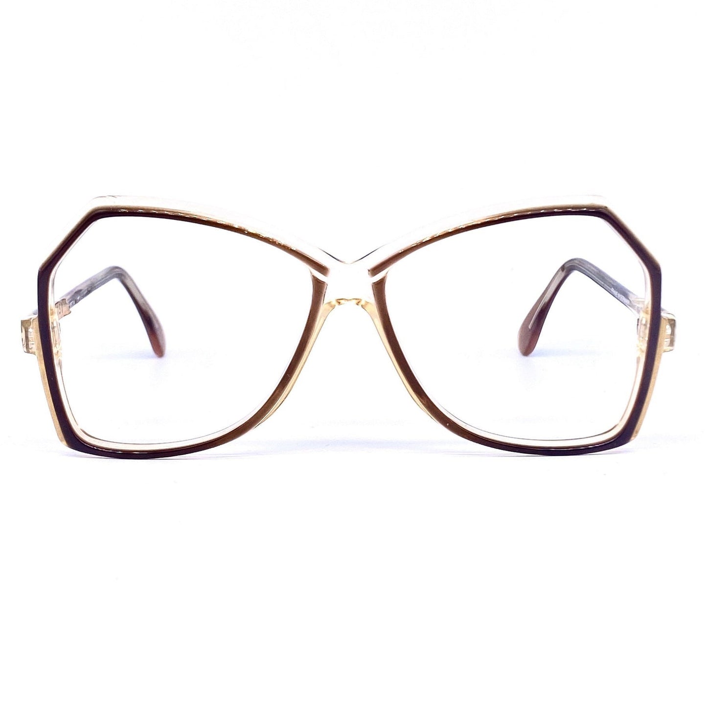 Cazal 151 square oversized clear/brown eyeglasses frames, 80s W.Germany NOS
