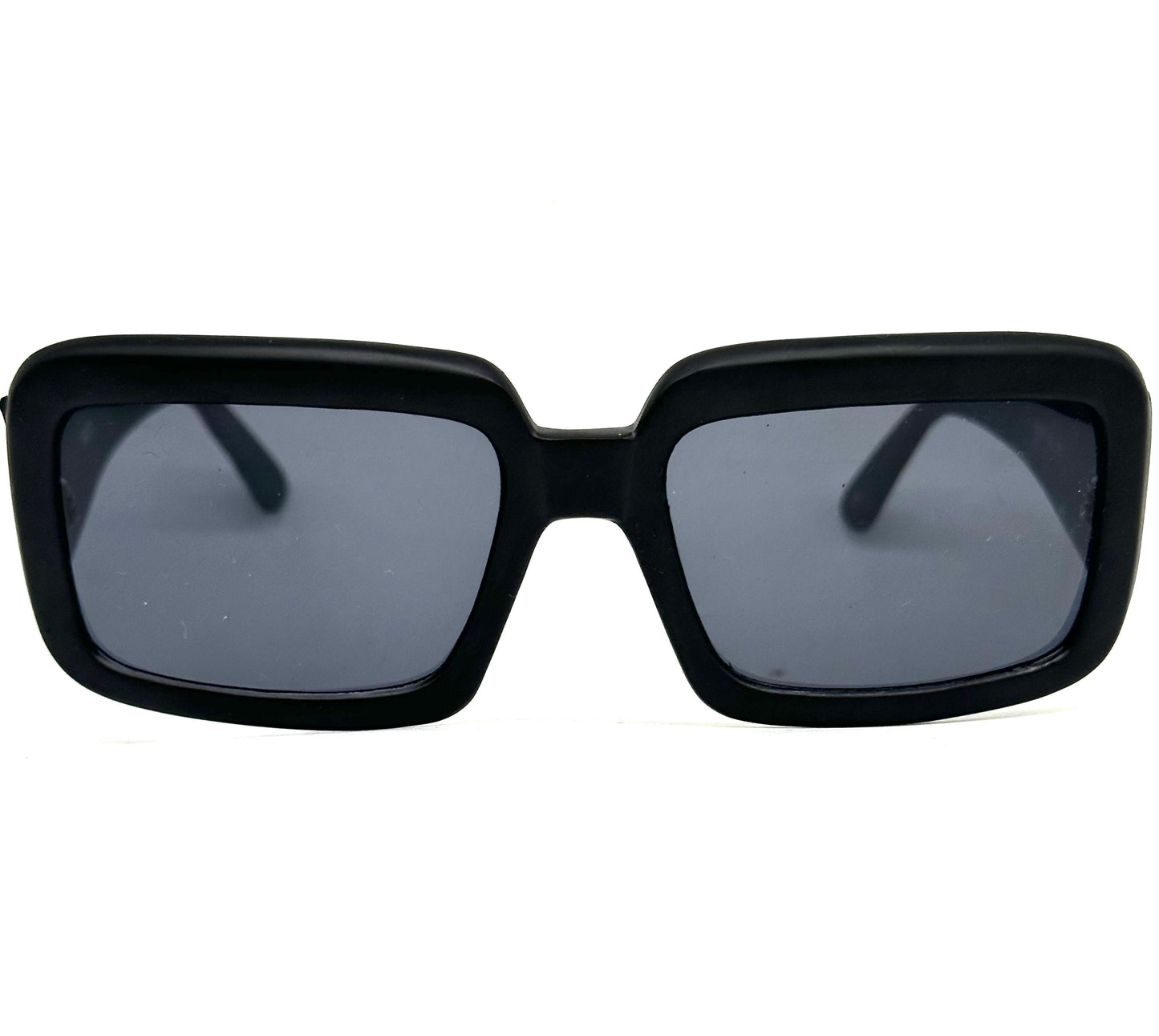 Nafta black square oversized sunglasses w/ 3D matelassè temples, Matt finish; NOS 2003, Italy