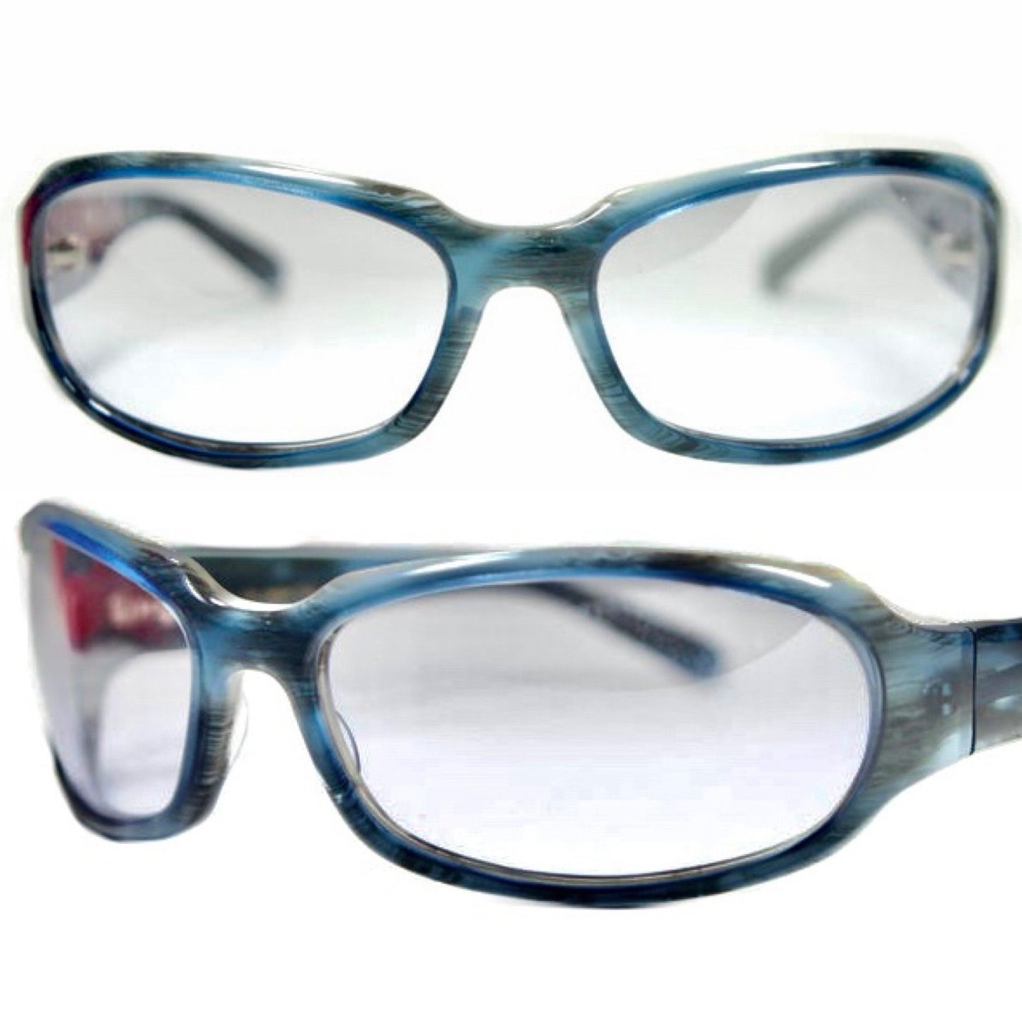 Matsuda Japan blue/grey fading acetate oval wrap sunglasses w grey lenses 90s NOS mint