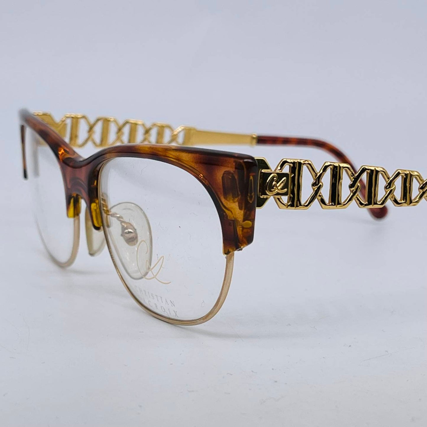 Christian Lacroix 7303 square clubmaster style eyeglasses in 2 colorways, NOS 80s