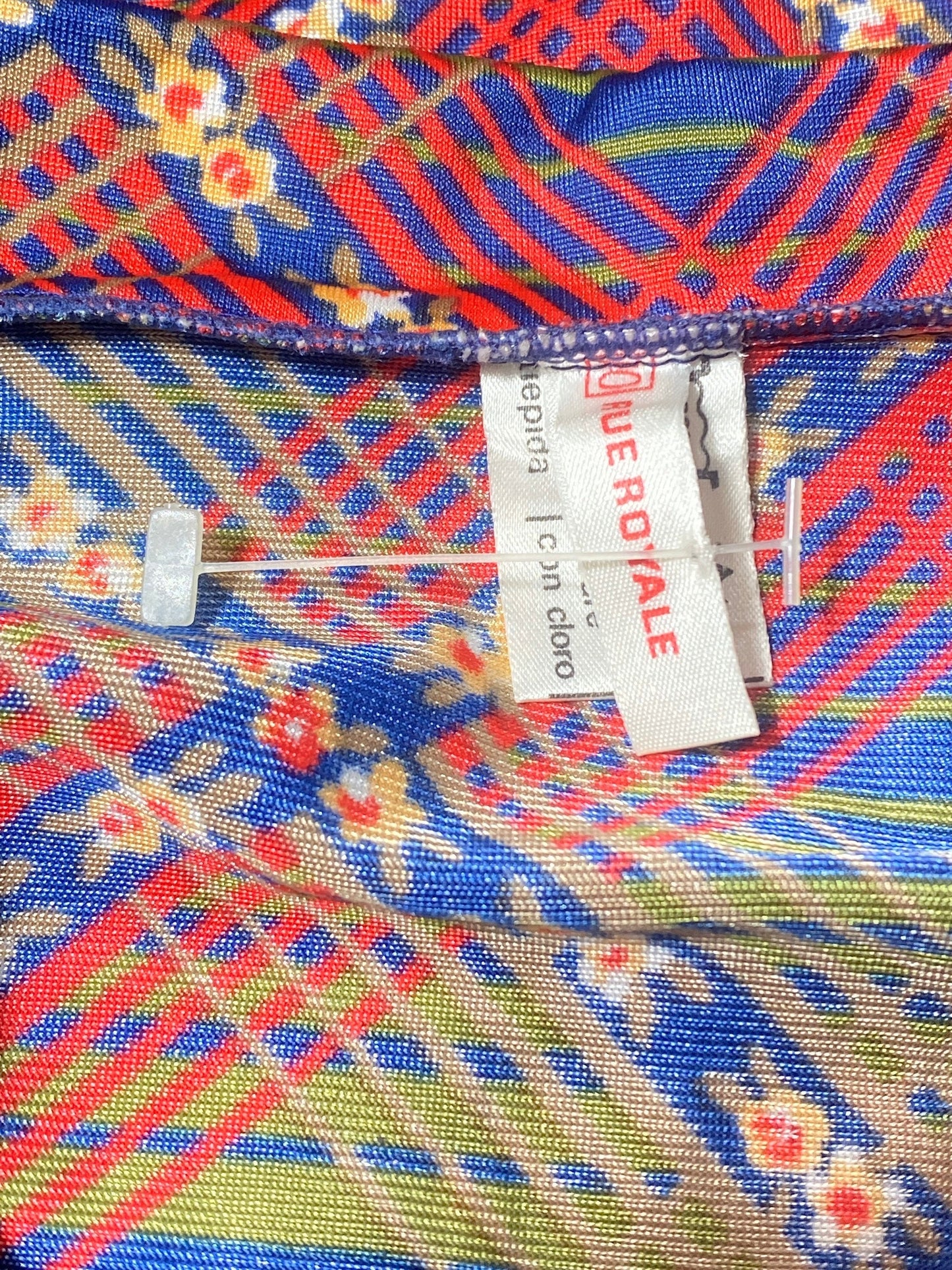Diana 1970s mini shirt dress, red/blue/green checks & lil’ flowers allover, new old stock