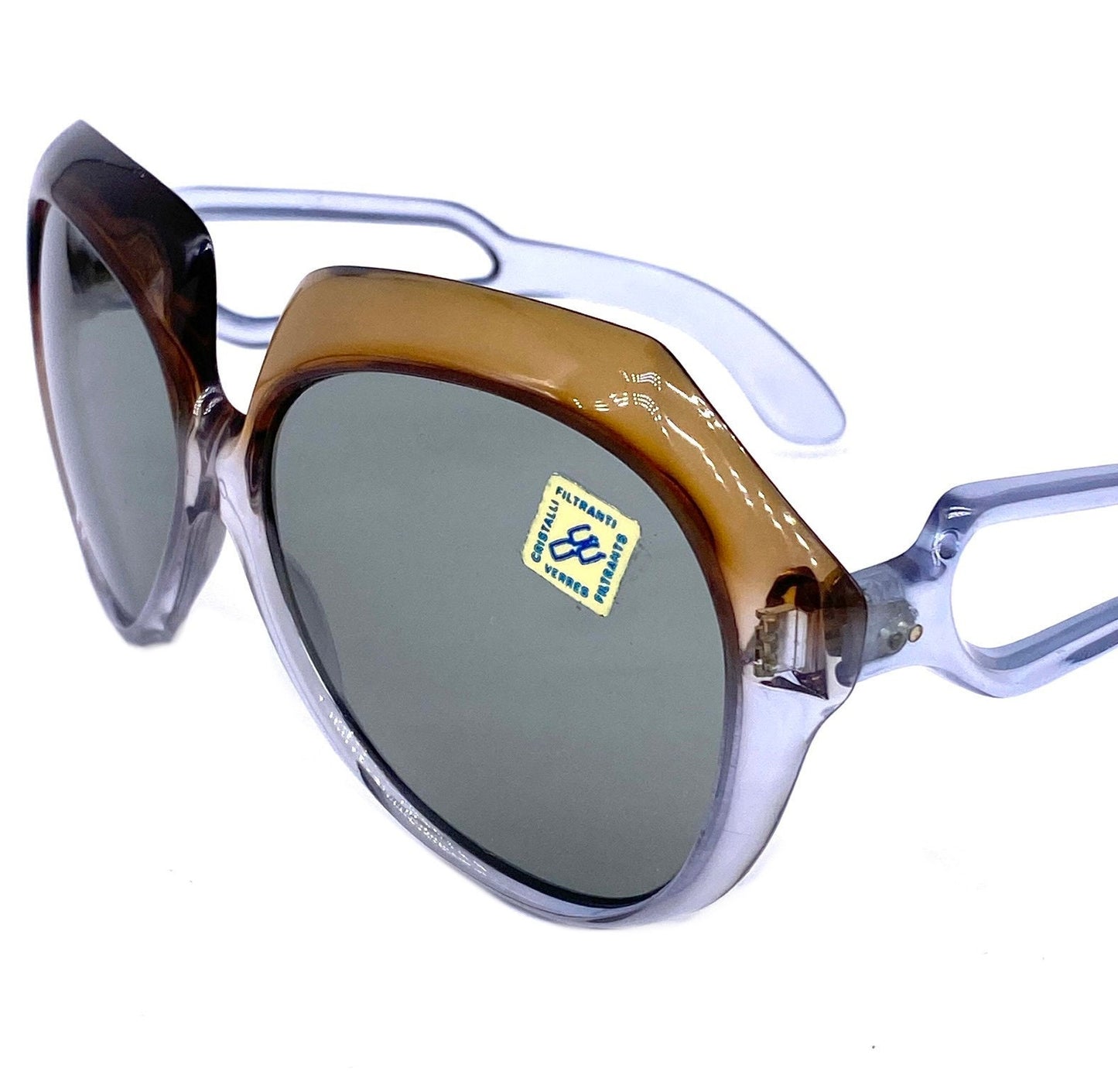 Oversized round sunglasses Friulana Opt. translucent from brown to blue 60s NOS Italia