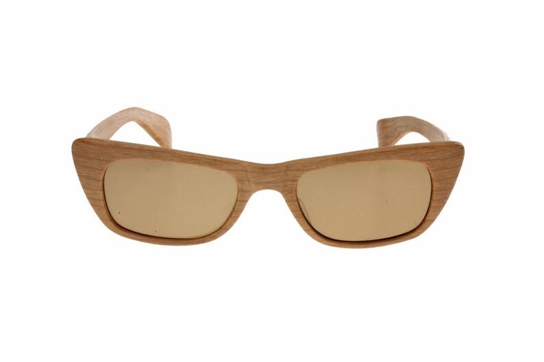 Fioc 1950s wooden effect cateye sunglasses made in Italy, New old stock in mint condition