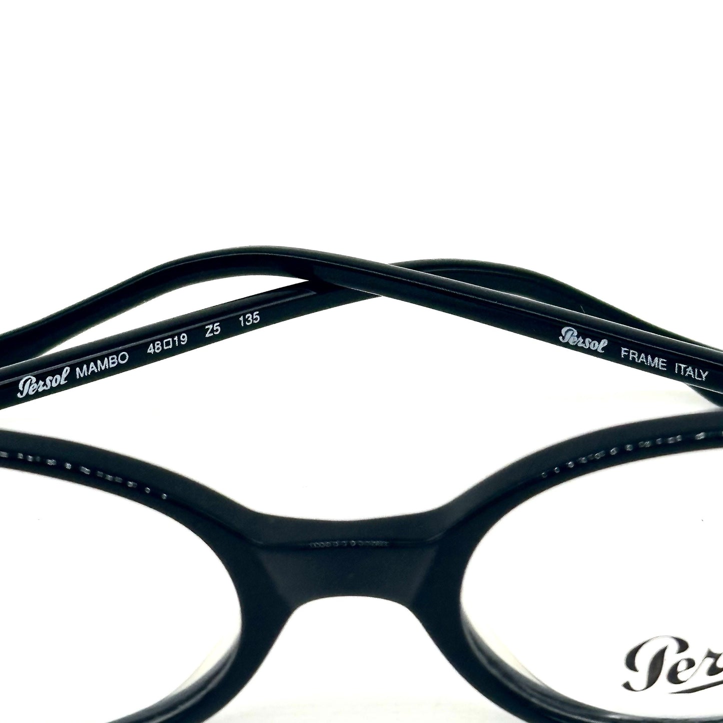 Persol Mambo cool black acetate oval eyeglasses frames hand made in Italy, 90s NoS