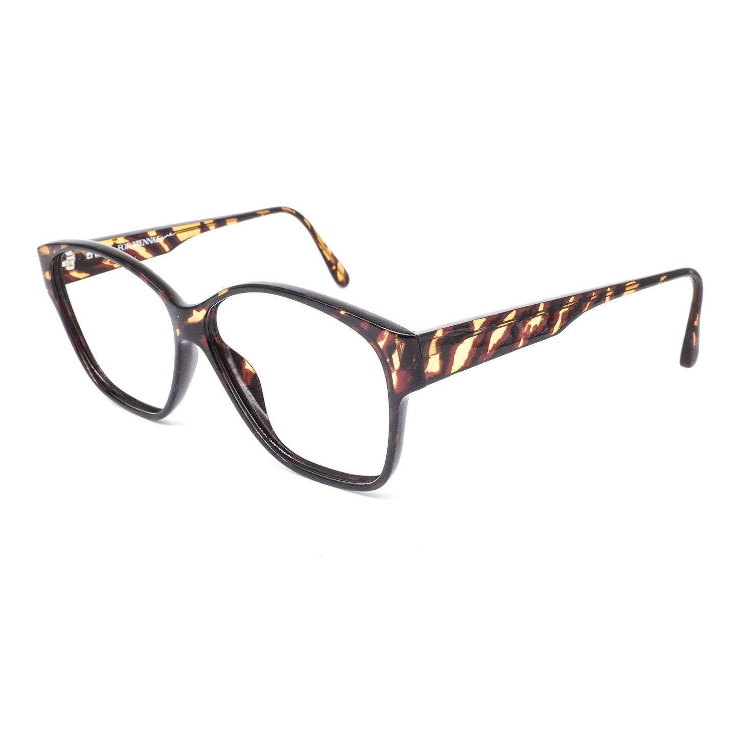 Paloma Picasso 3705 large square-ish semi amber zebra frames for glasses frames made in Austria, NOS 90s