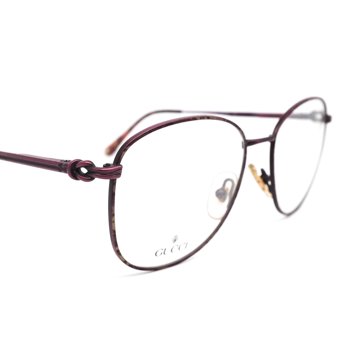 Gucci gg2299 dark purple metallic round square eyeglasses frames, 90s NOS made in Italy