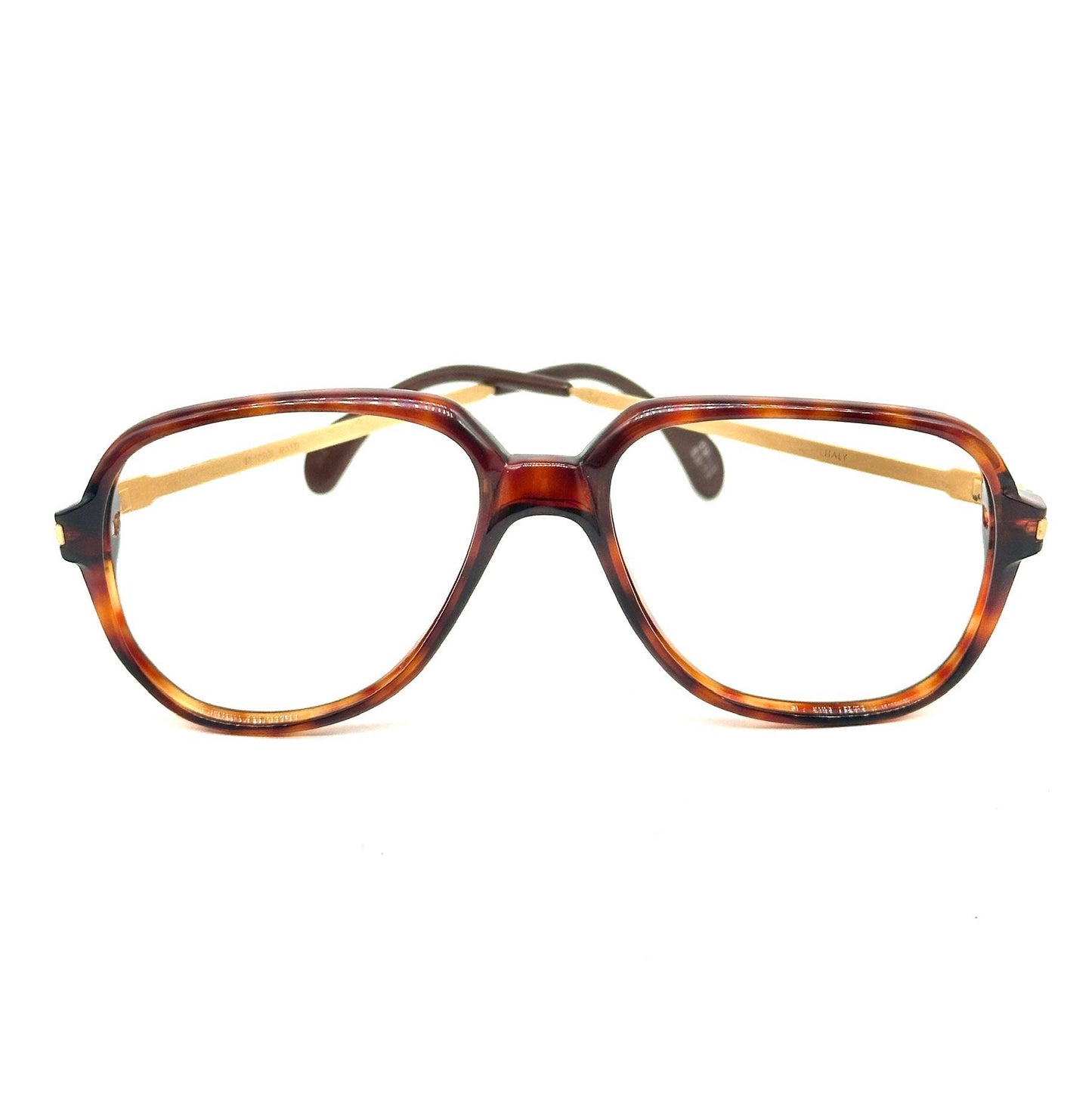 Persol Ratti 09185 tortoise drop shaped frames w adorned golden metal temples, 1980s NOs Italy