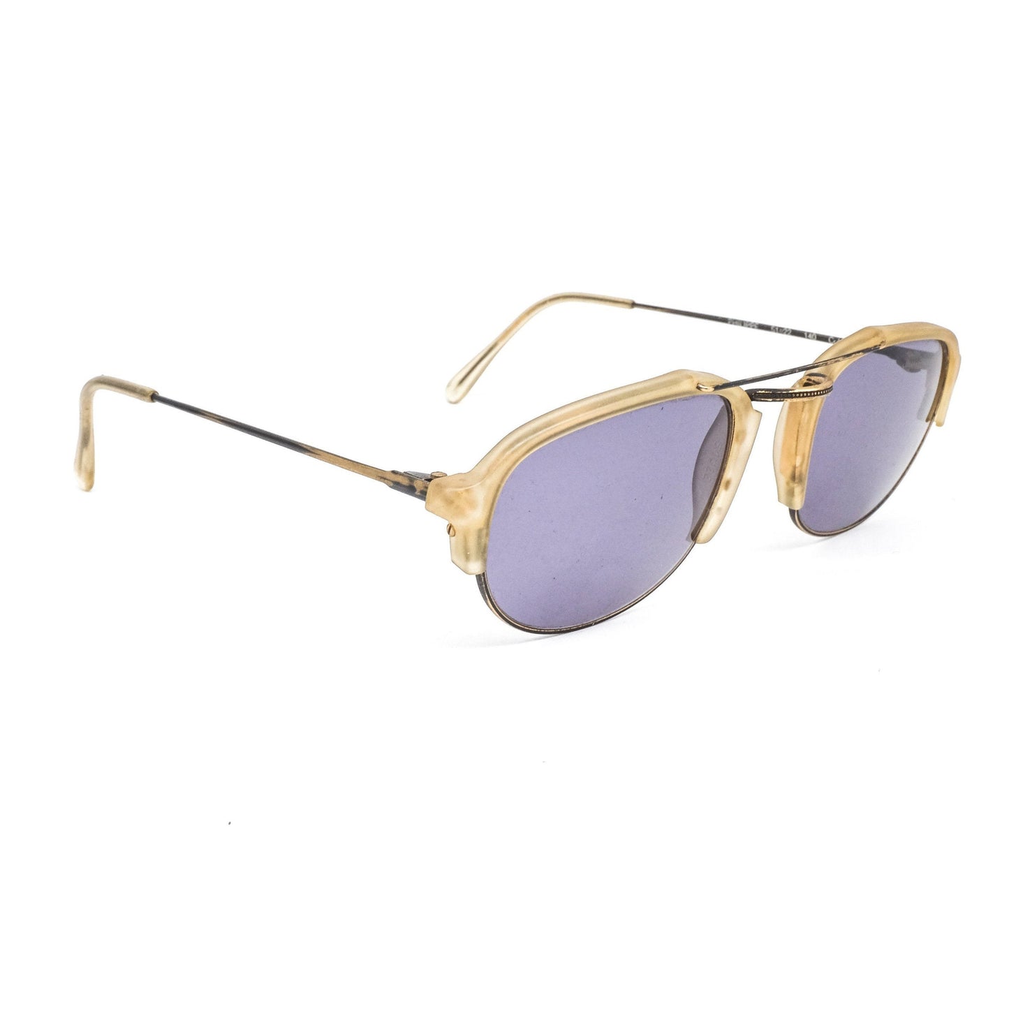 Lozza Philippe pale yellow/copper toned cello round corner square sunglasses 1970’s  NOS Italy