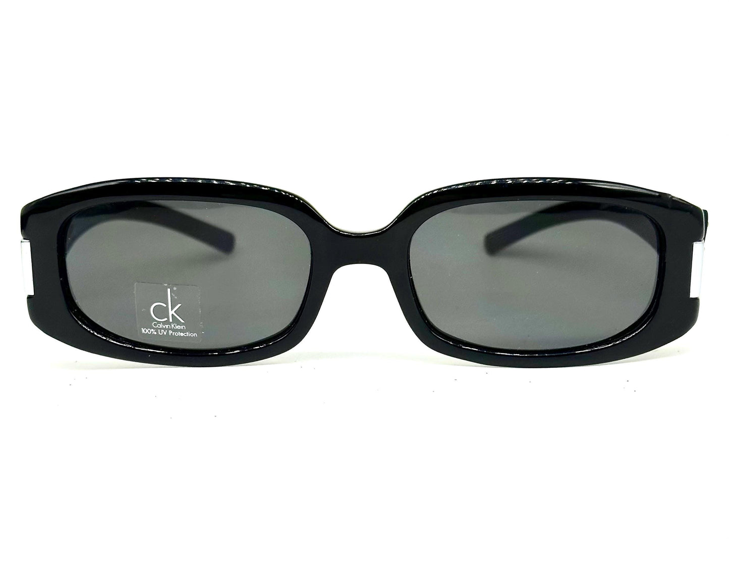 Calvin Klein 3045 sunglasses,  black gloss wrap frames w silver metal studs & branded hinge, NOS