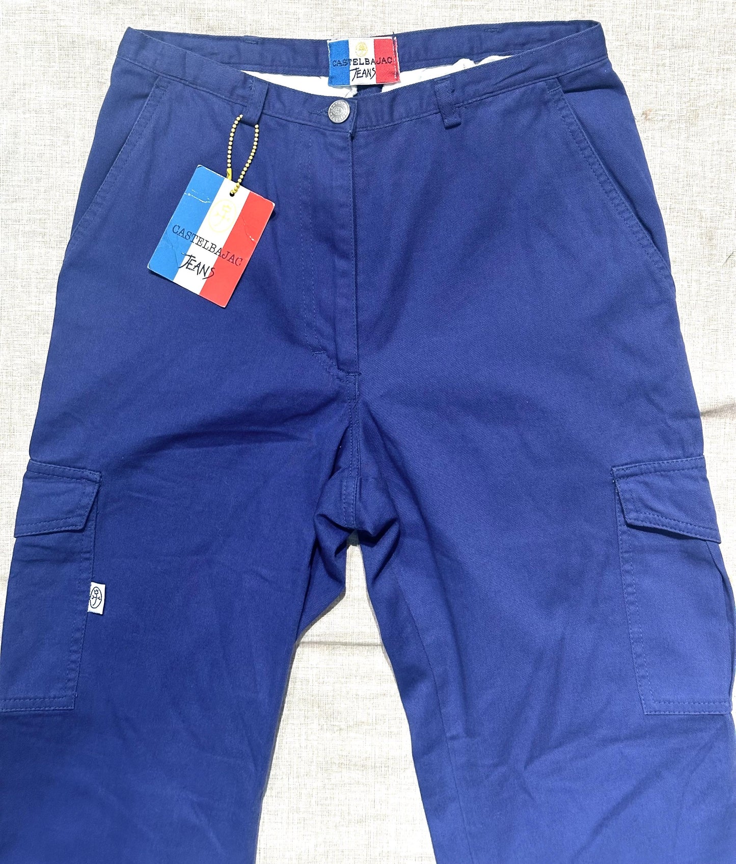 Castelbajac Jeans blu cotton pants with pockets and embroidery icons NWT 80s