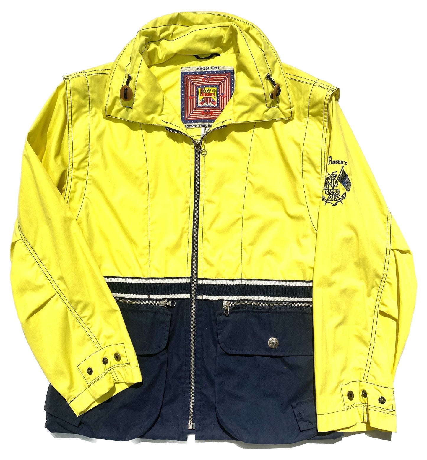 Roy Rogers since 1863 2 in 1 sailing style jacket/ vest in luminous yellow and navy, mint condition sz M