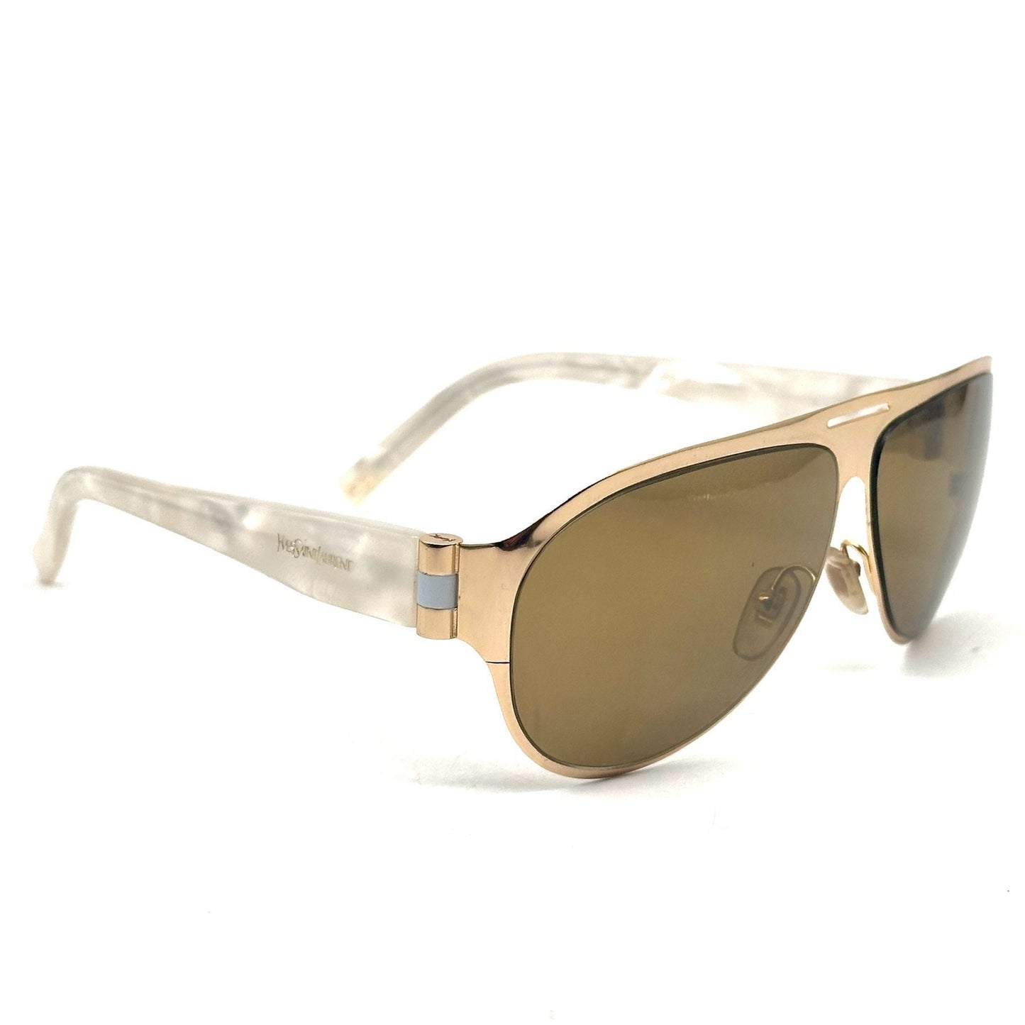 Yves Saint Laurent 6211/S sunglasses in gold and white mother of pearl temples YSL 90s NoS
