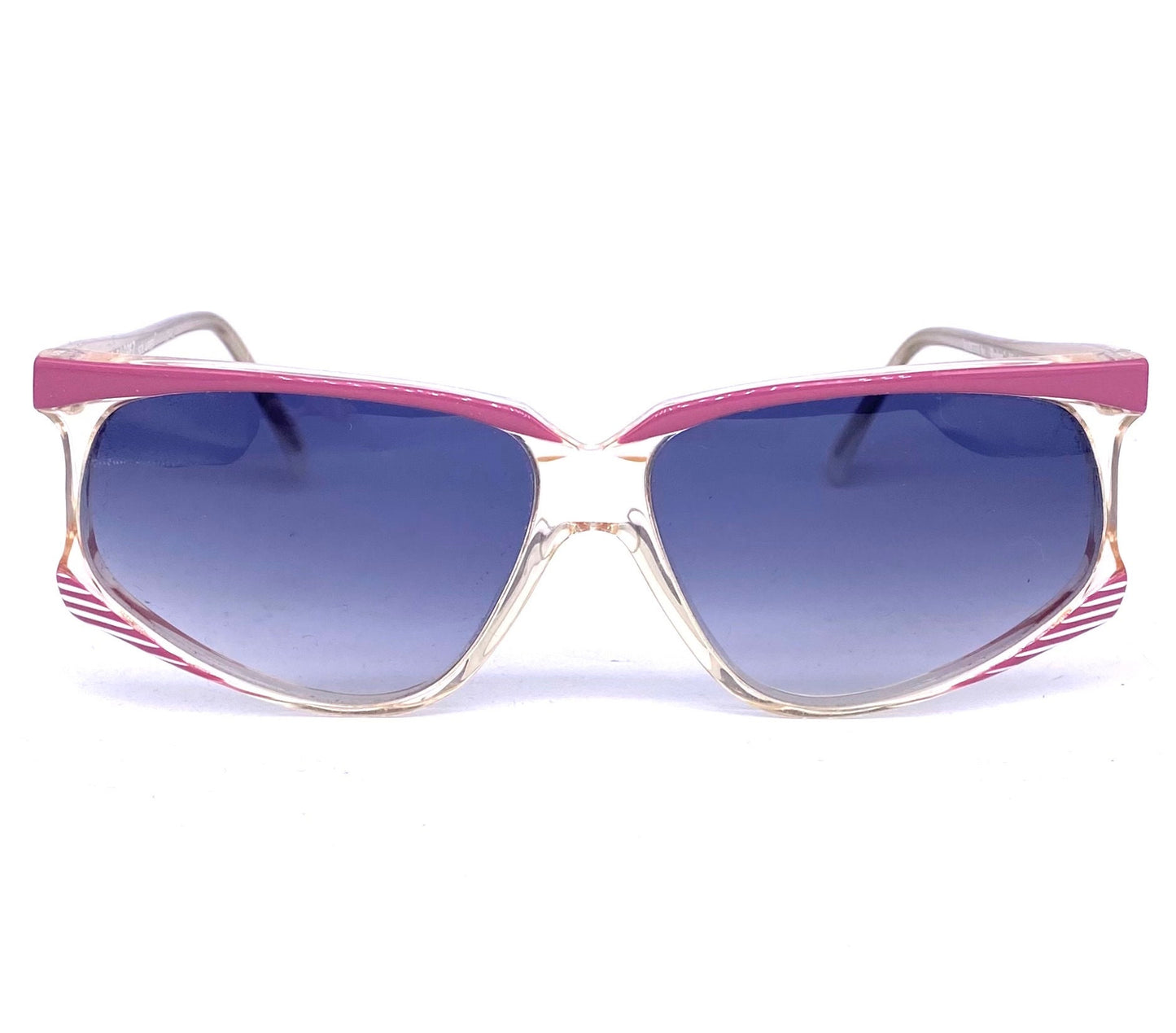 Saint Tropez cool clear/pink oversized sunglasses hand made in France, 80s NOS
