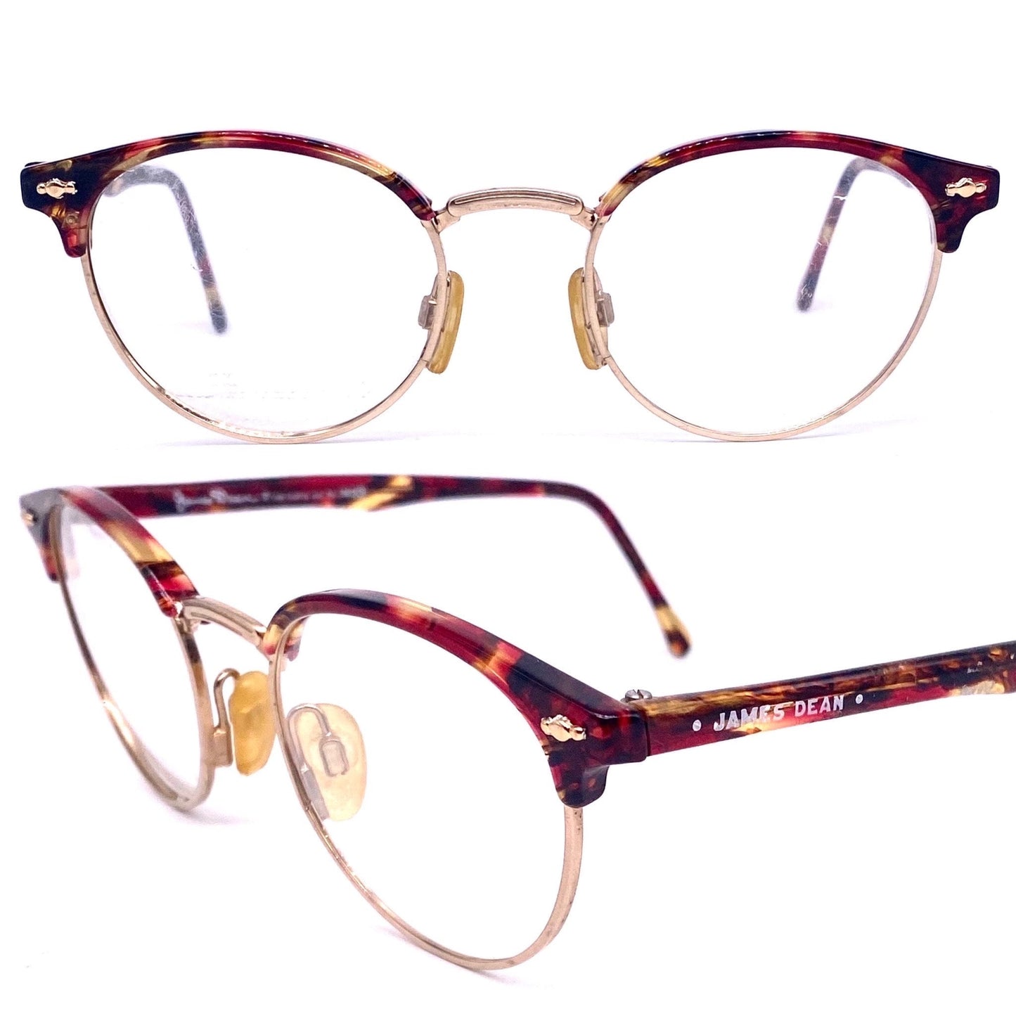 James Dean tortoise/gold panto clubmaster eyeglasses frames made in Spain by Indo, NoS