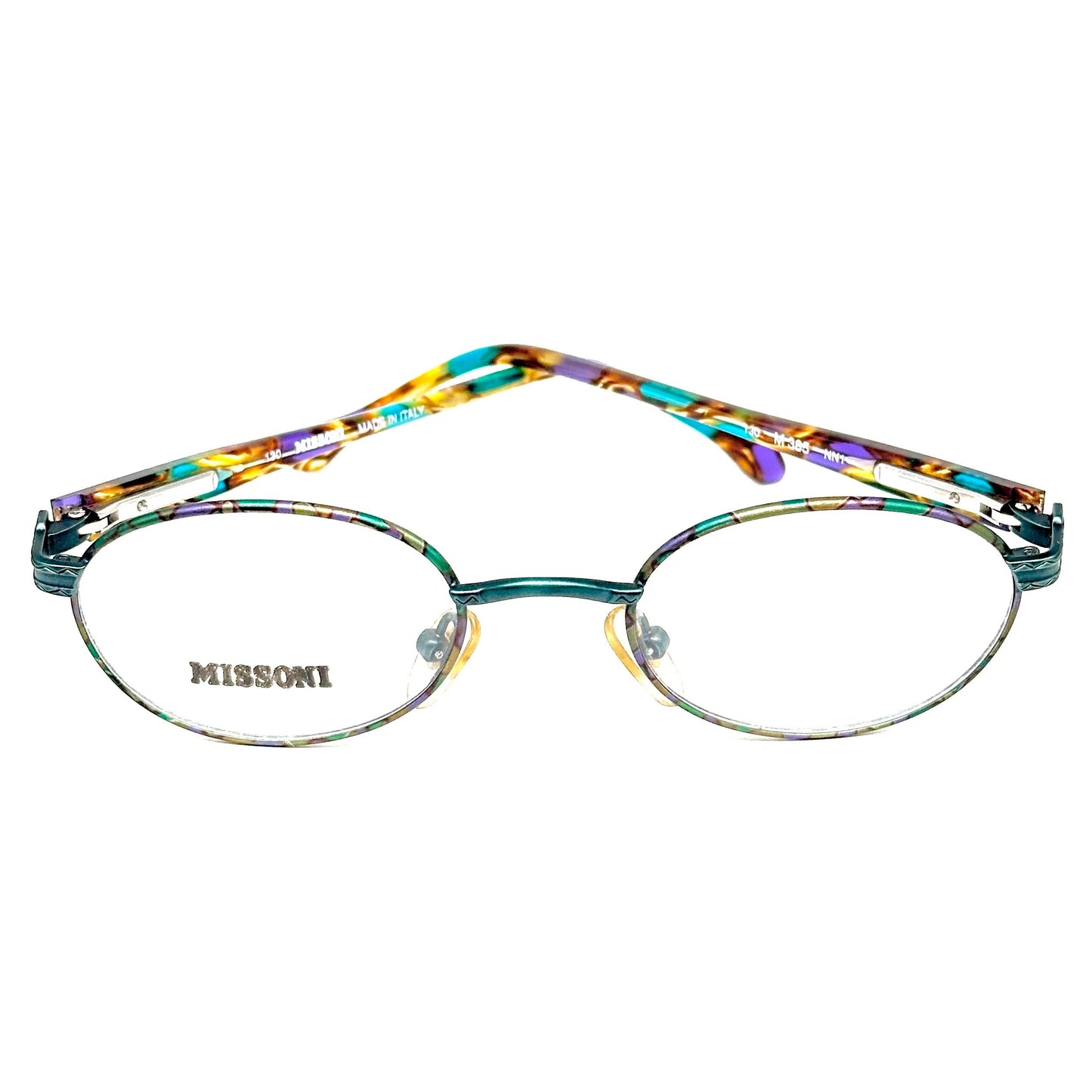 Missoni M385 iconic colorful oval eyeglasses frames in enameled metal & acetate, NOs 80s Italy