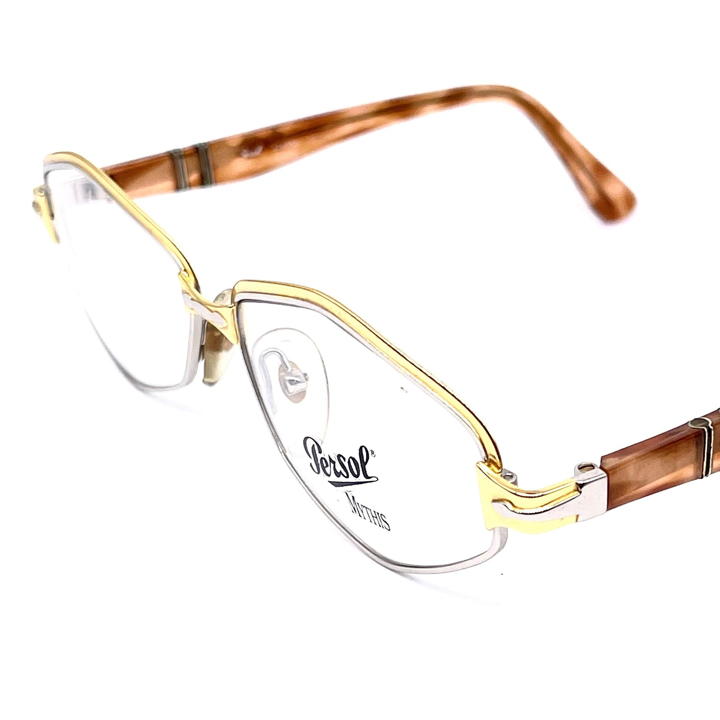 Persol Ratti Athena by Alain Mikli golden hexagonal eyeglasses frames NOS 80s