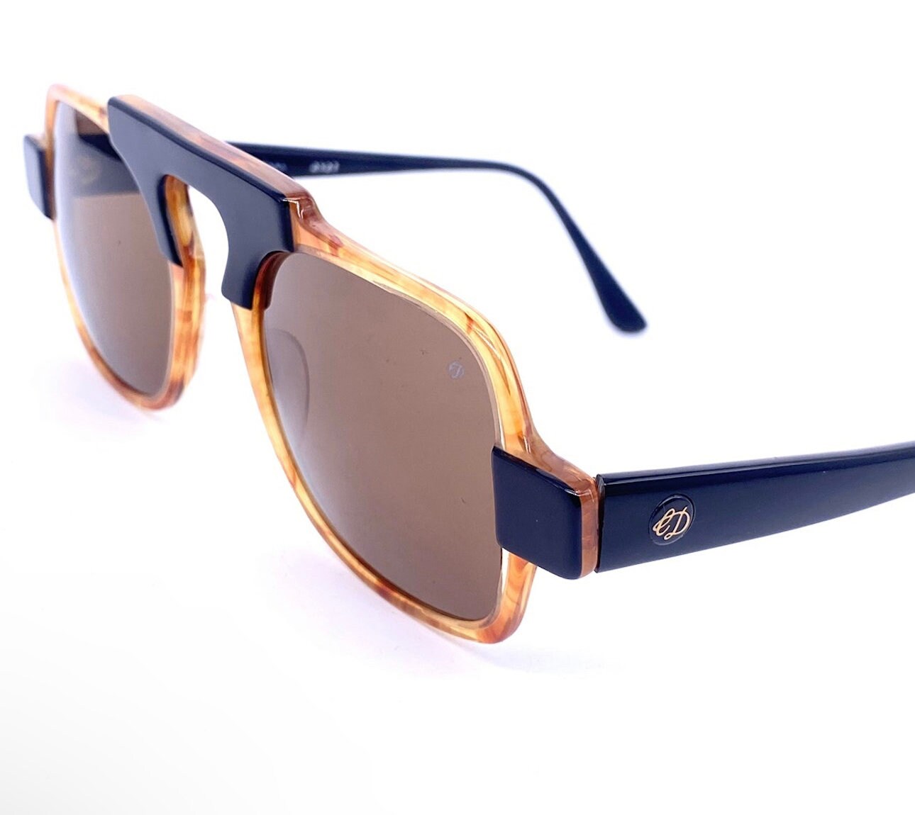 Ch. Dunhill 2527 square avant-garde sunglasses hand made in Italy 80s NOS, rare